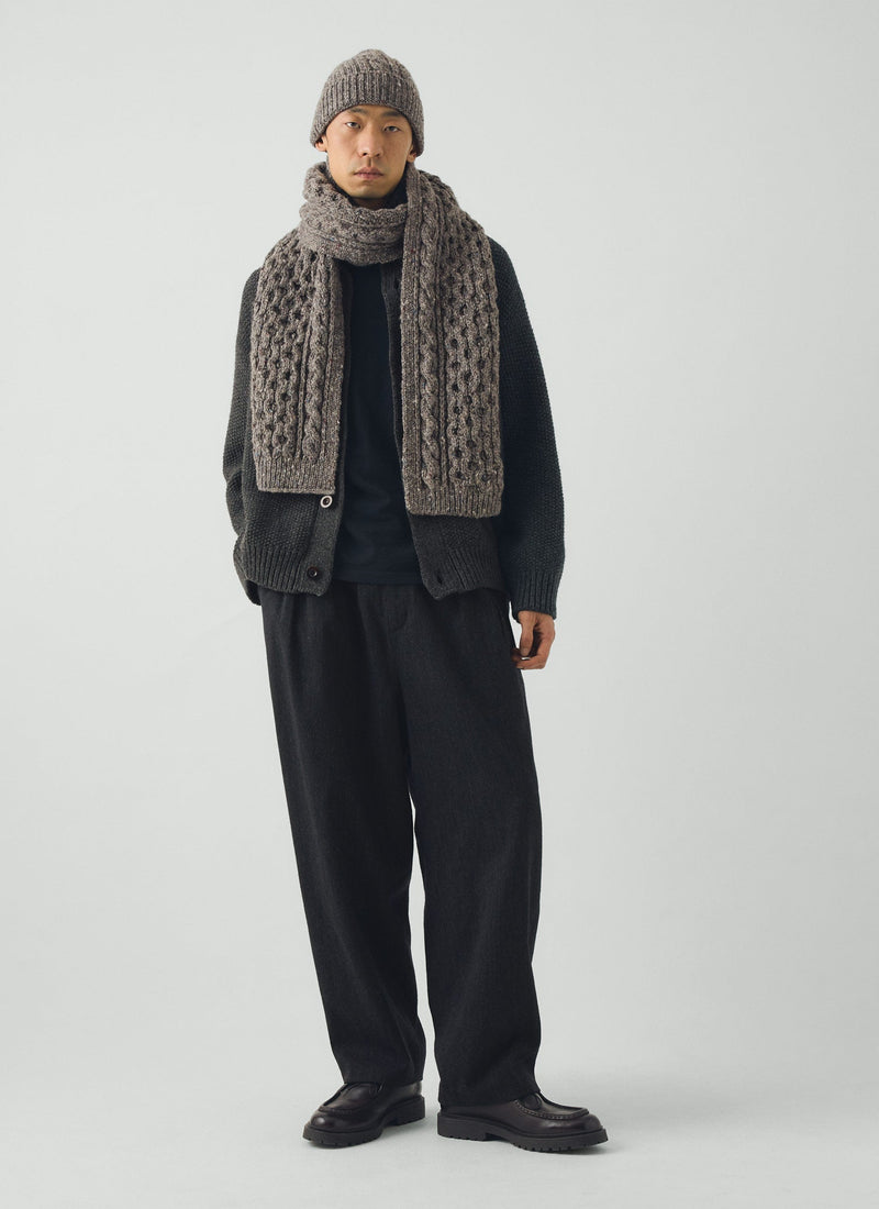 Cable Knit Donegal Wool Hat | Iron Grey