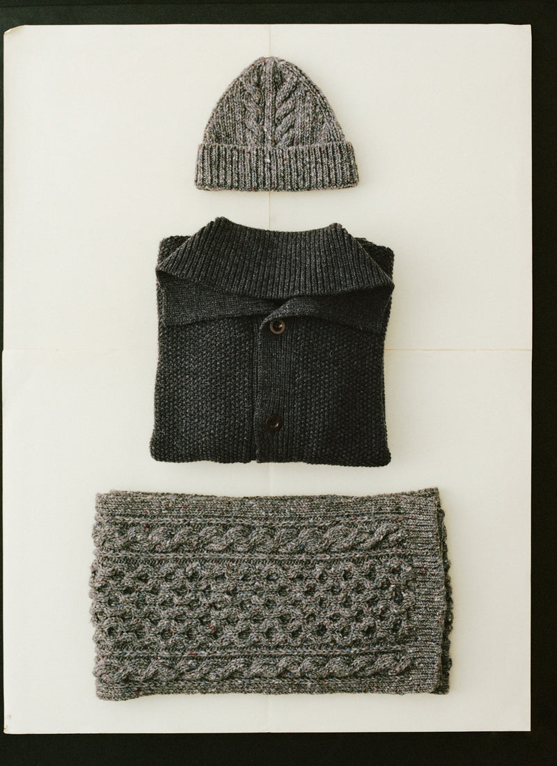 Cable Knit Donegal Wool Hat | Iron Grey