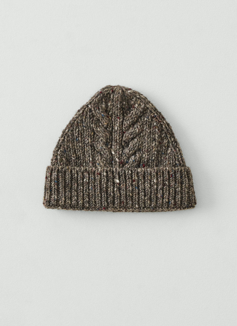 Cable Knit Donegal Wool Hat | Iron Grey