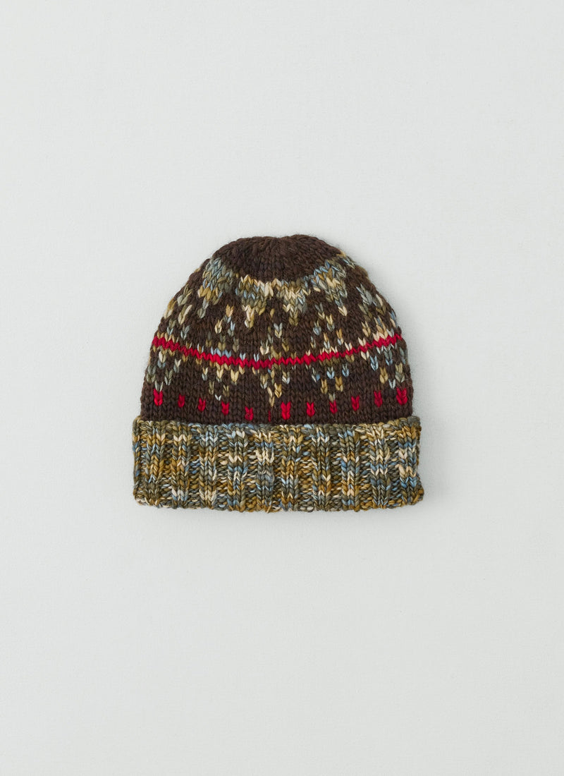 Hand Knitted Jacquard Beanie | Harvest