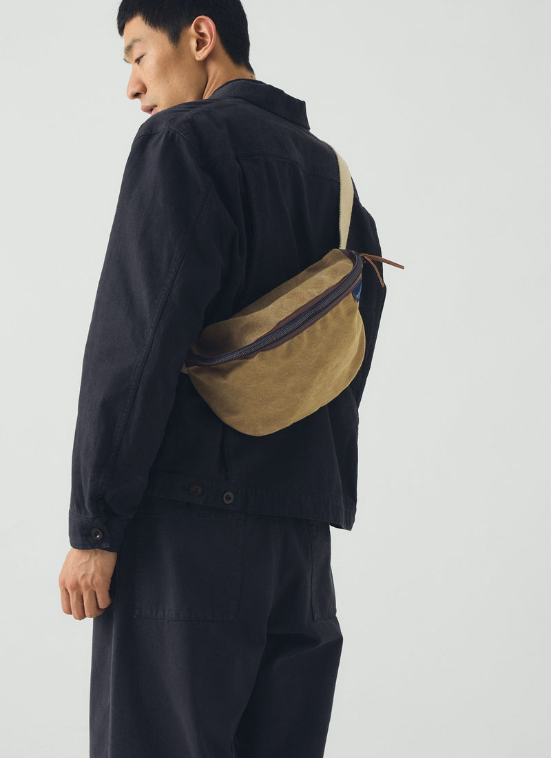 Bleu De Chauffe Stonewashed Cotton Large Beat Bag | Khaki