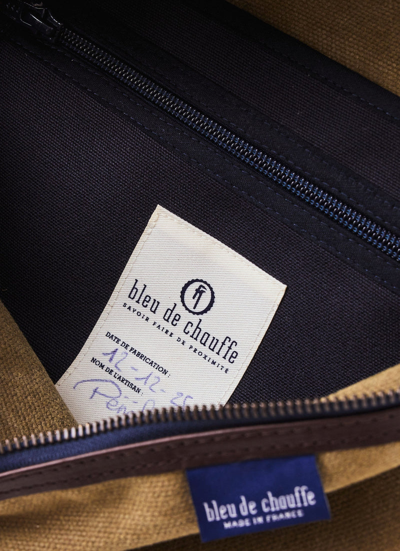 Bleu De Chauffe Stonewashed Cotton Large Beat Bag | Khaki