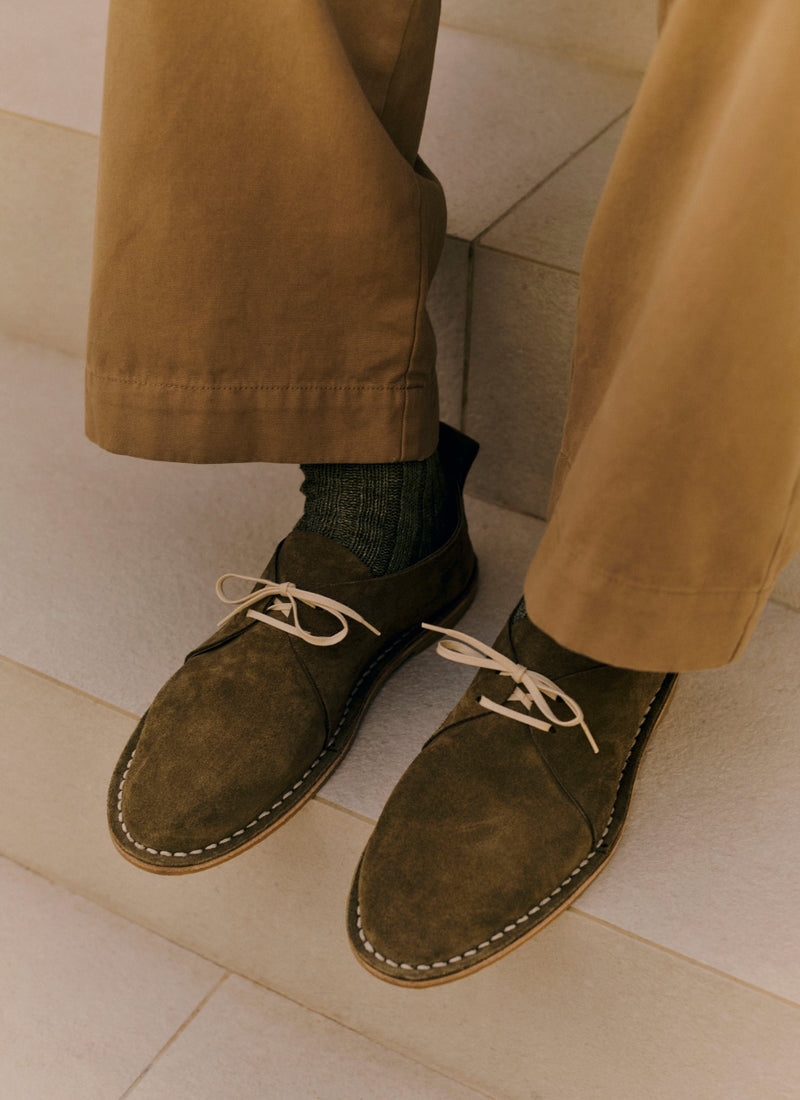 Steve Mono Suede Lace Up Shoes | Olive