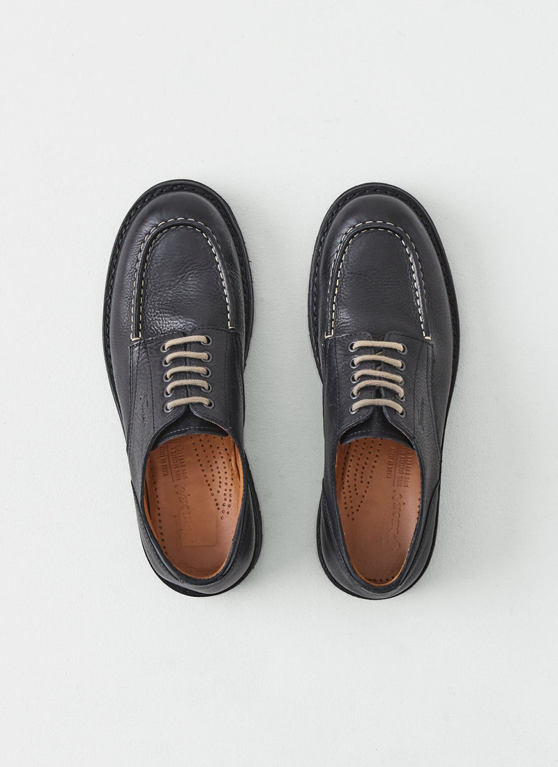 Fracap Contrast Stitch Postman Shoes | Black/Ecru