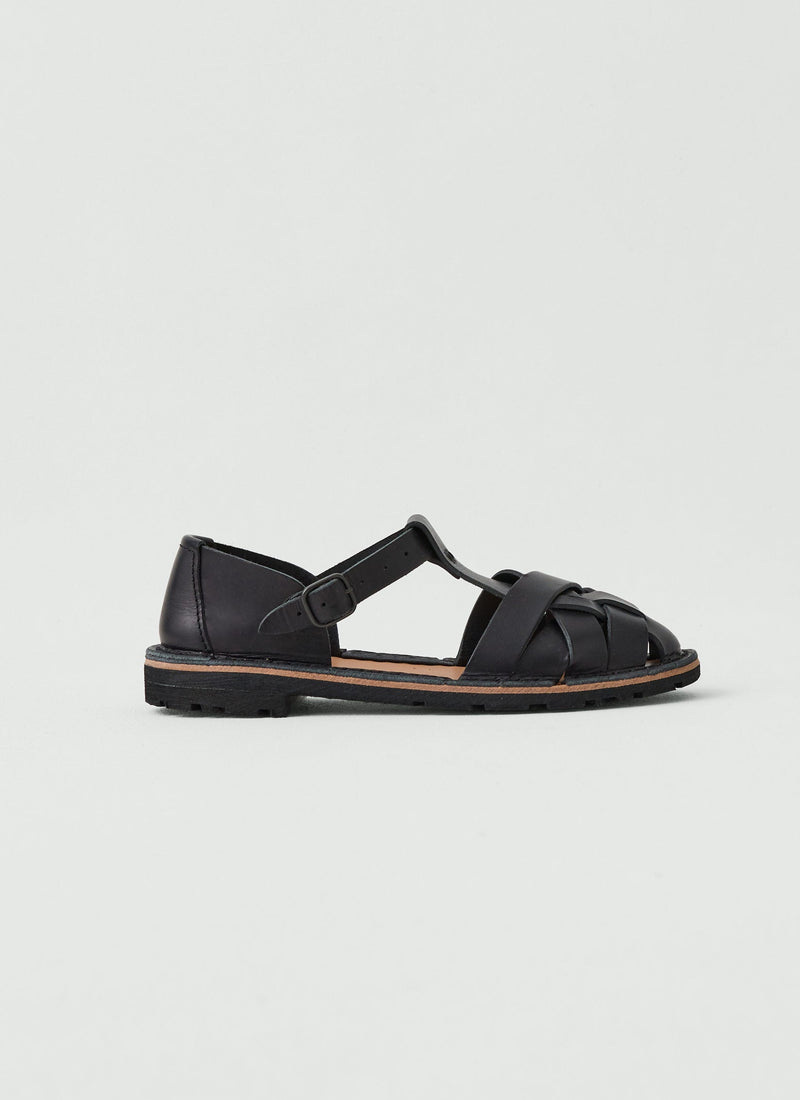 Steve Mono Braided Leather Sandals | Black