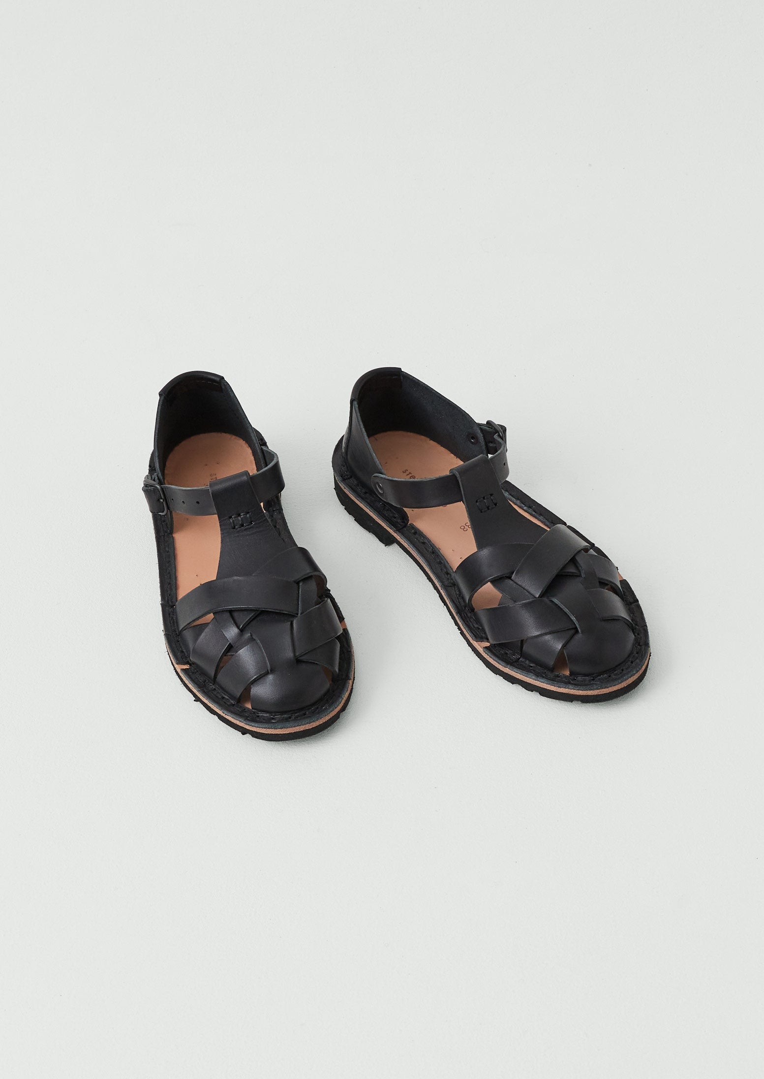Steve Mono Braided Leather Sandals | Black | TOAST