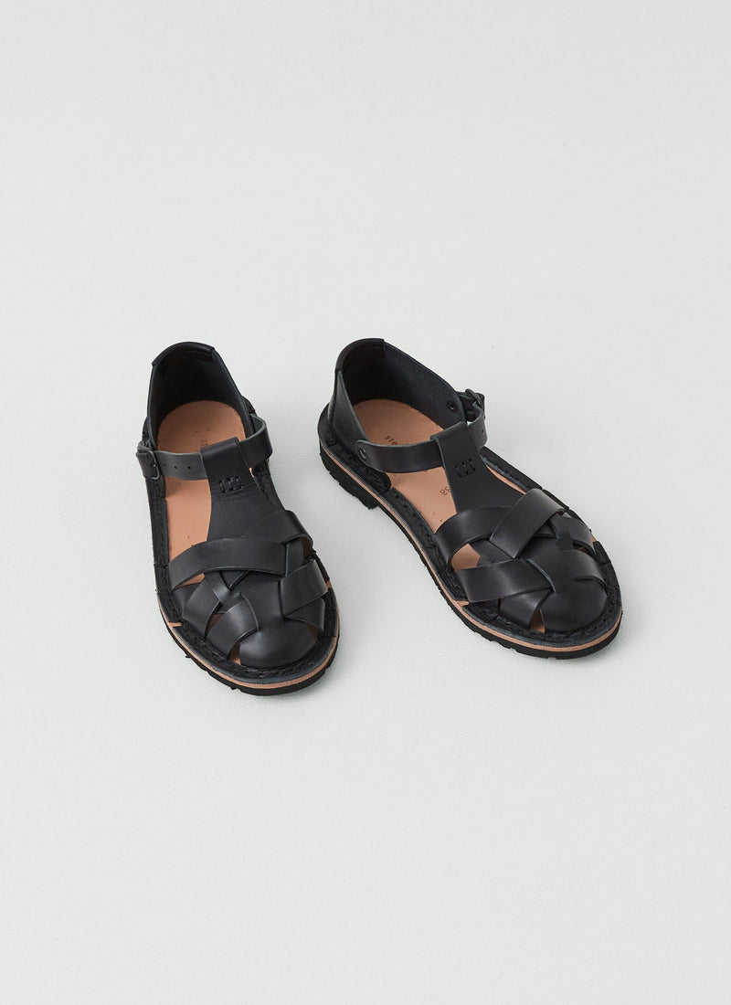 Steve Mono Braided Leather Sandals | Black