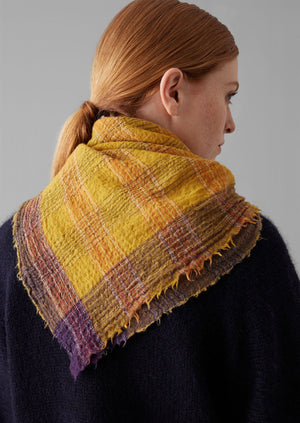 Stellar Boiled Wool Check Scarf | Ochre