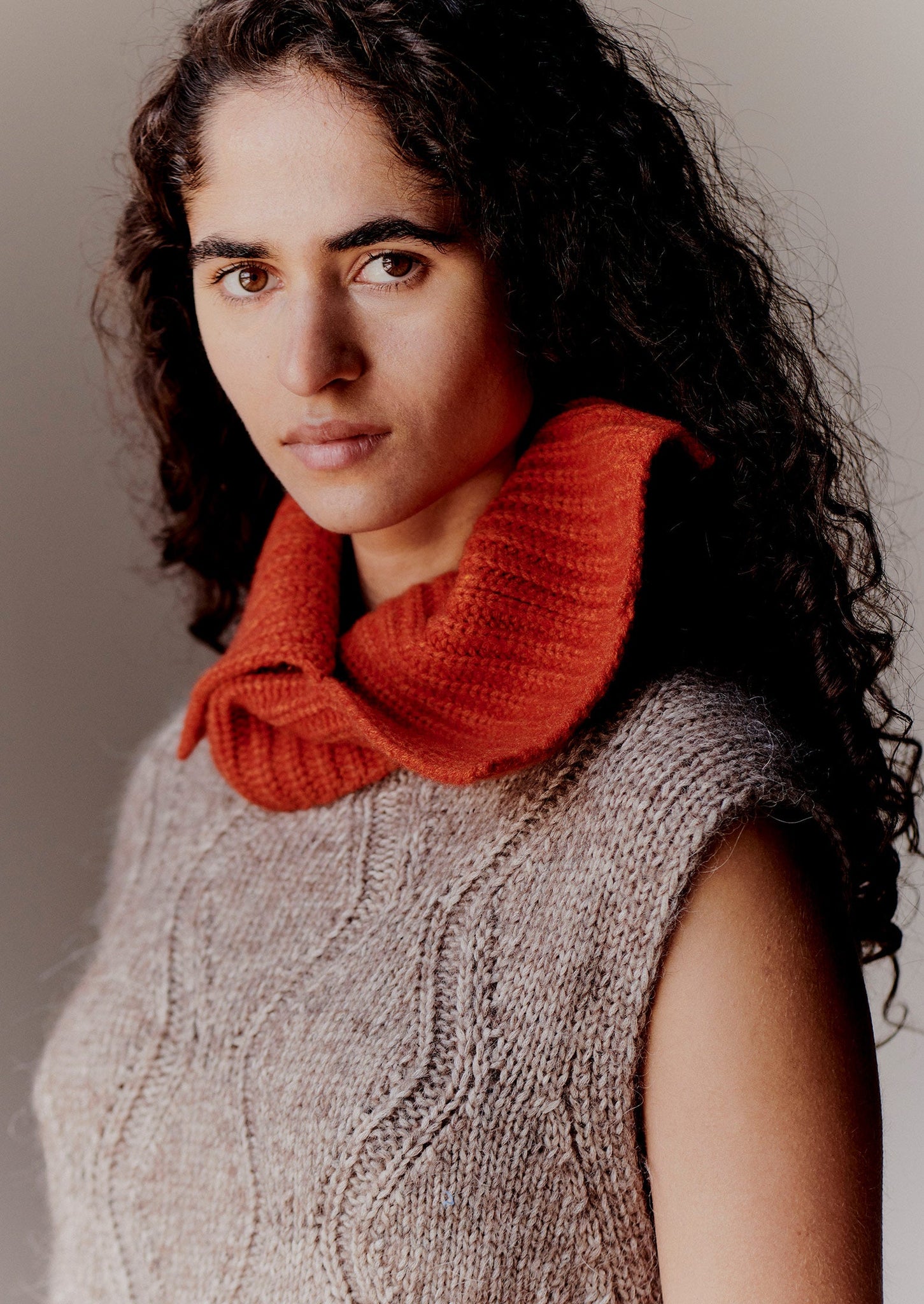 Ribbed Wool Cashmere Snood | Burnt Ember