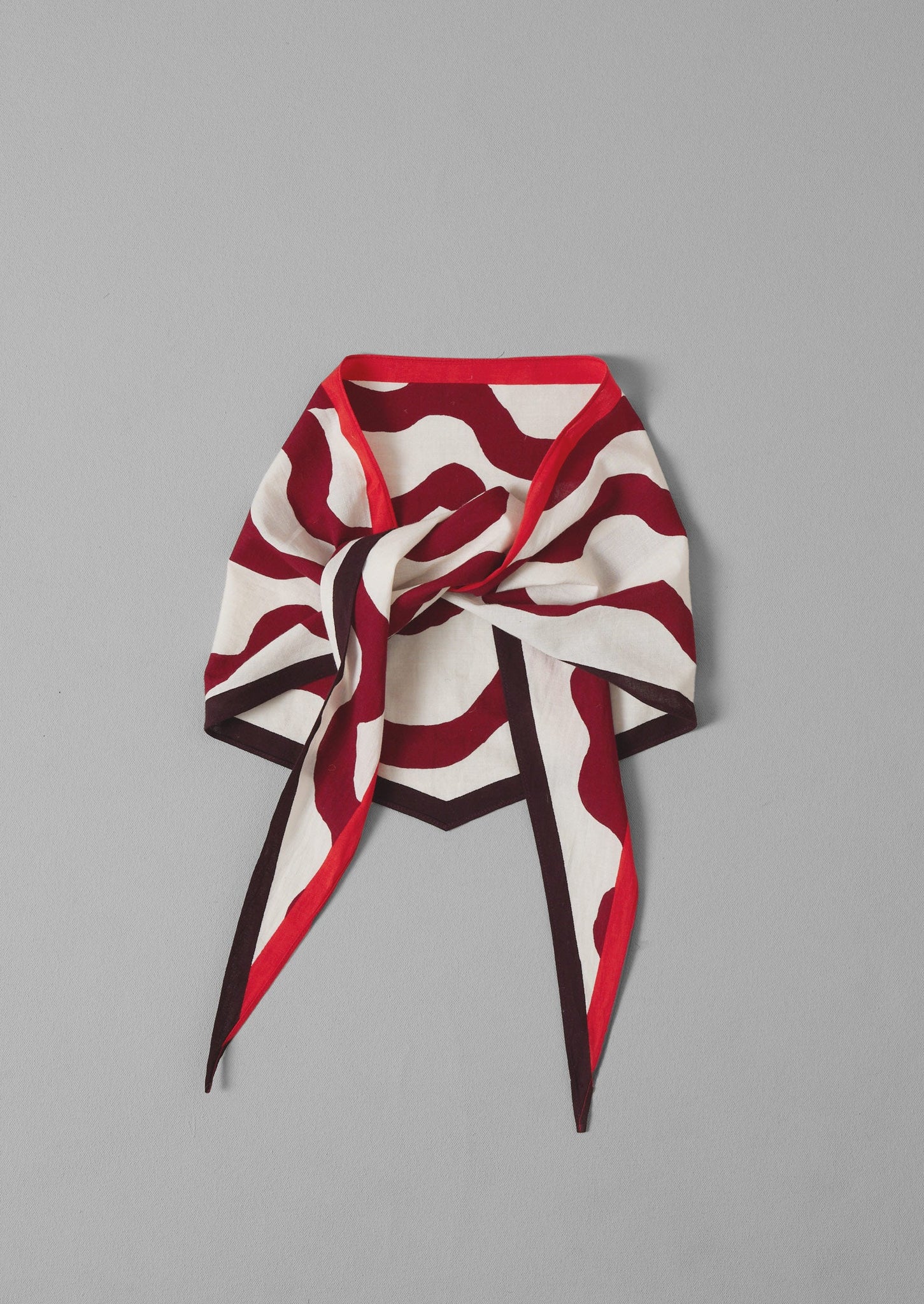 Ribbon Print Cotton Bandana | Garnet