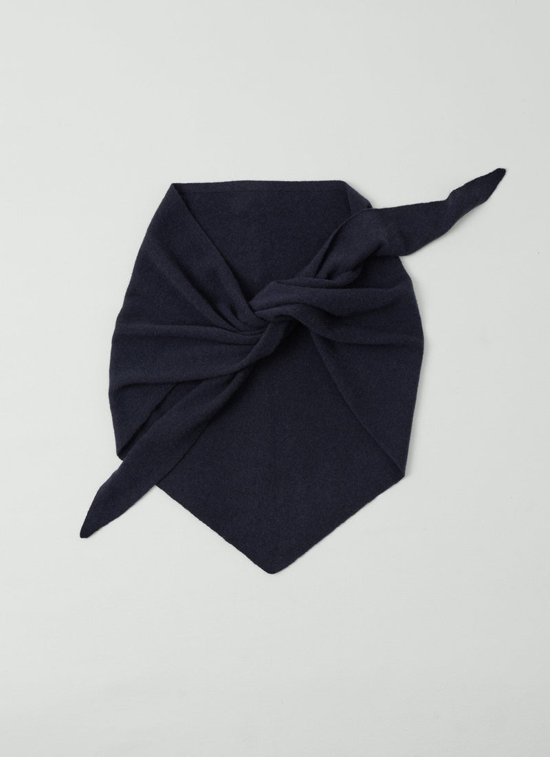 Wool Cashmere Large Bandana | Dark Navy