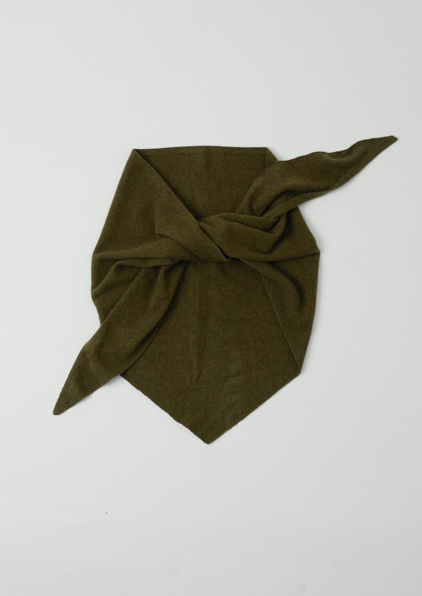 Wool Cashmere Large Bandana | Olive