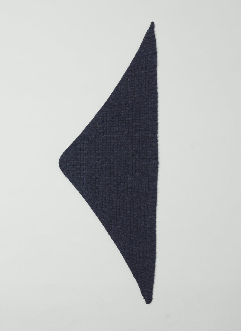 Grid Stitch Knitted Wool Bandana | Indigo Melange