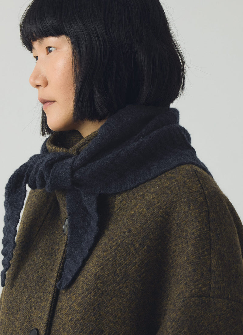Grid Stitch Knitted Wool Bandana | Indigo Melange