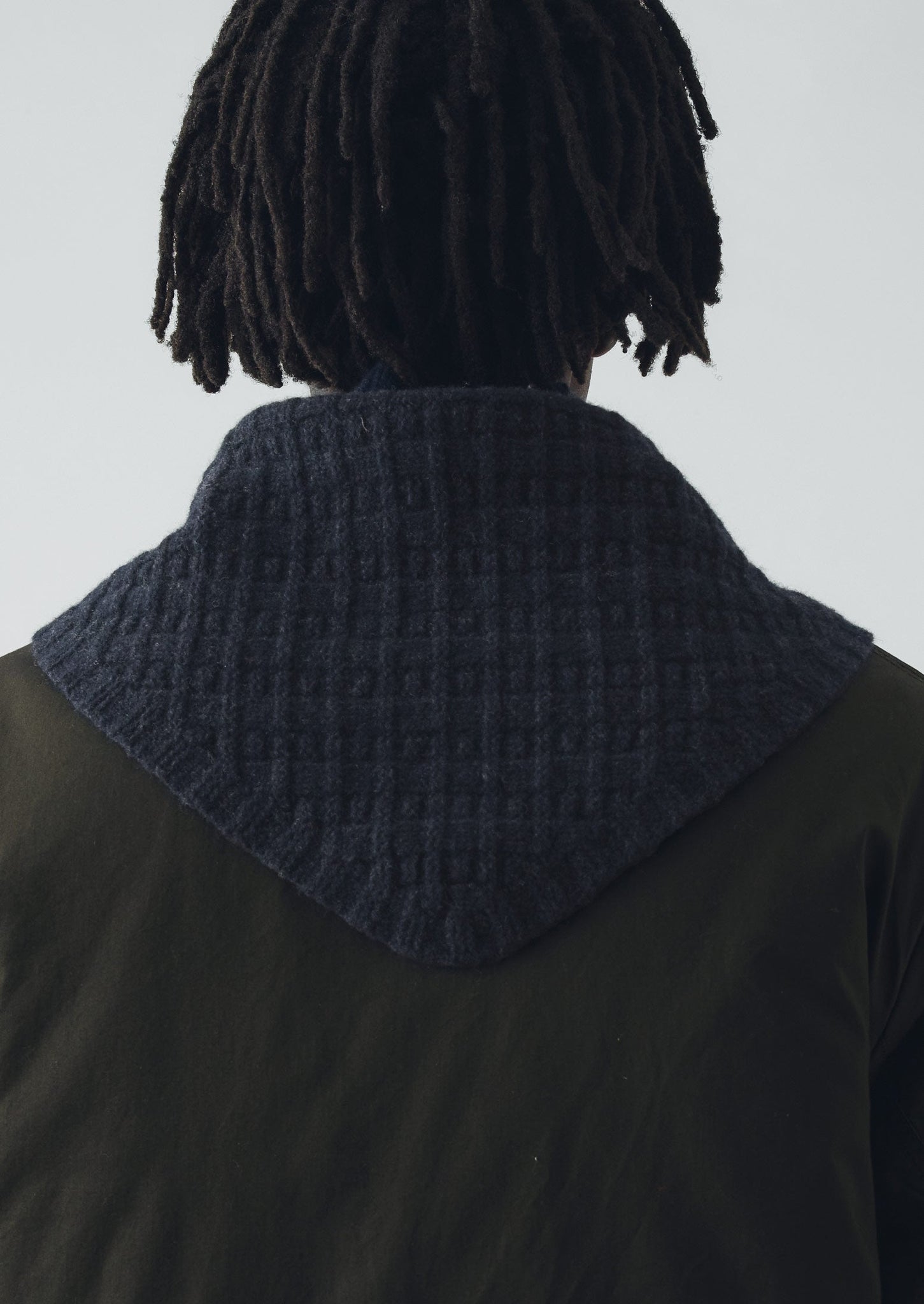 Knitted Wool Bandana | Indigo Melange