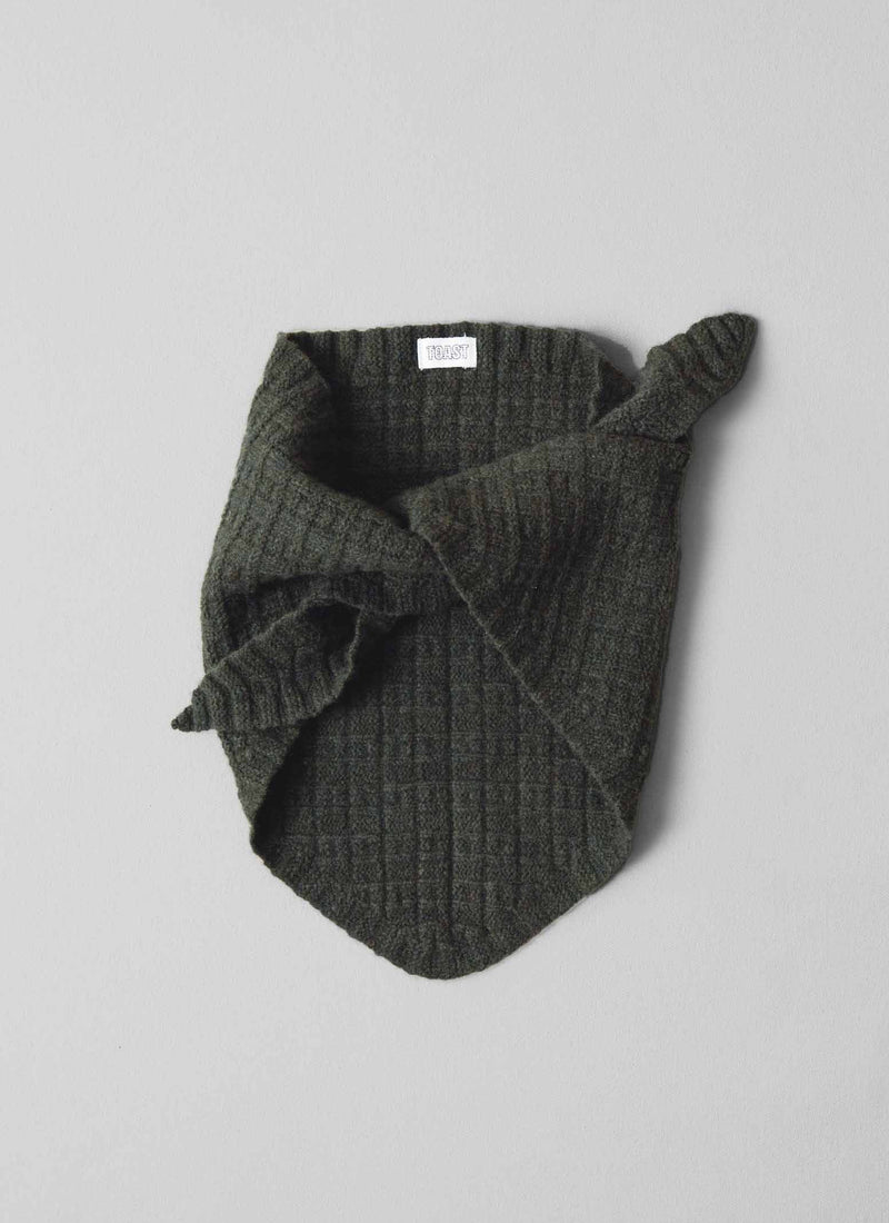 Grid Stitch Knitted Wool Bandana | Seaweed