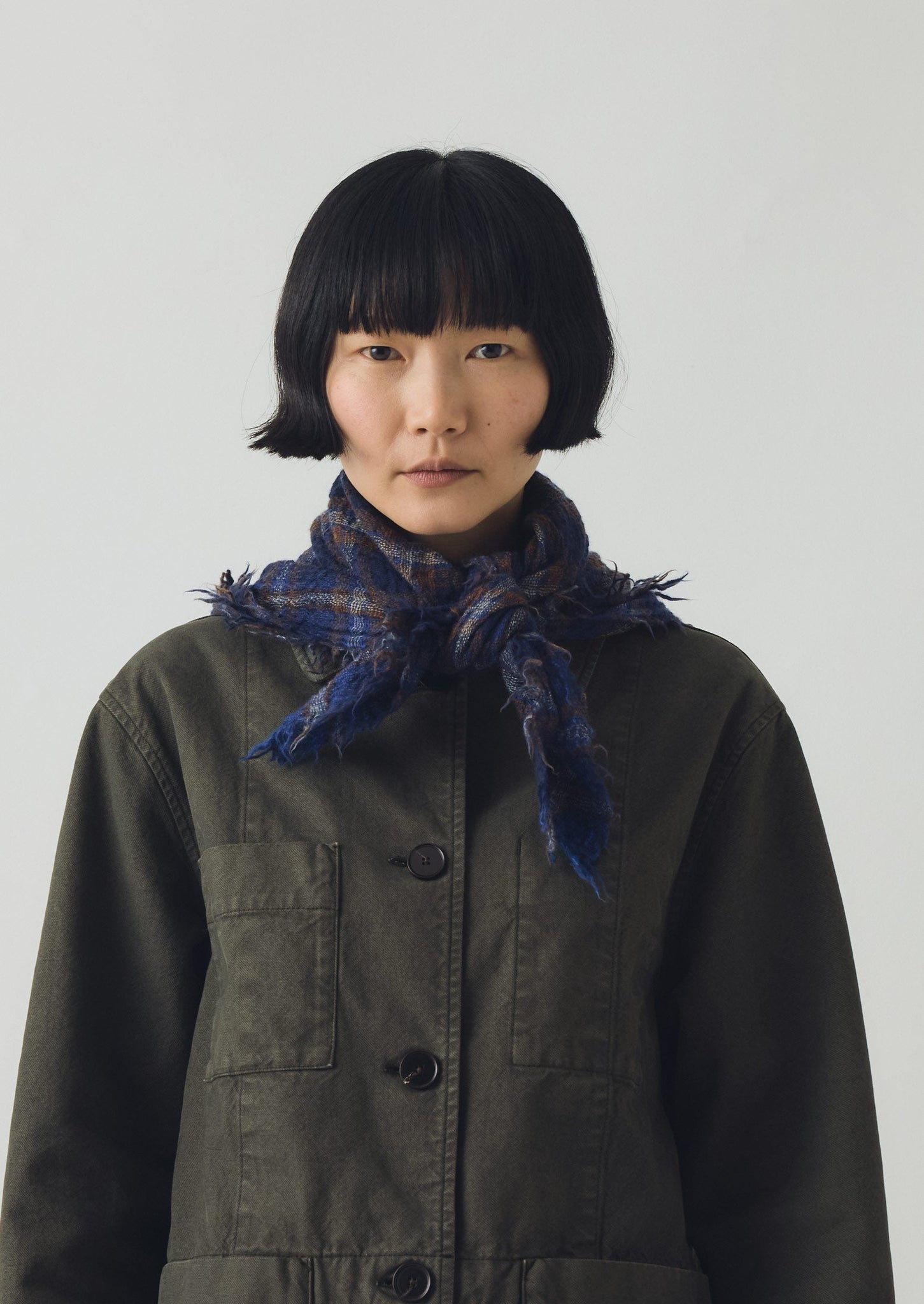 Reading Check Boiled Wool Scarf | Shadow Blue