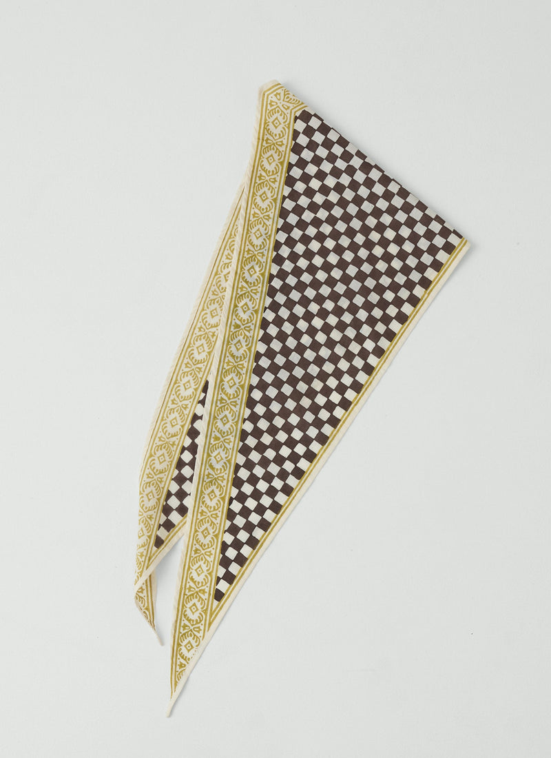 Block Print Cook Check Bandana | Dark Chocolate