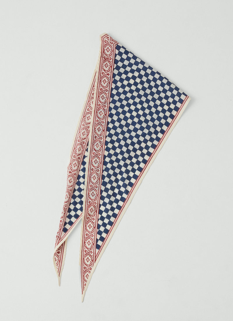 Block Print Cook Check Bandana | Provencal Blue