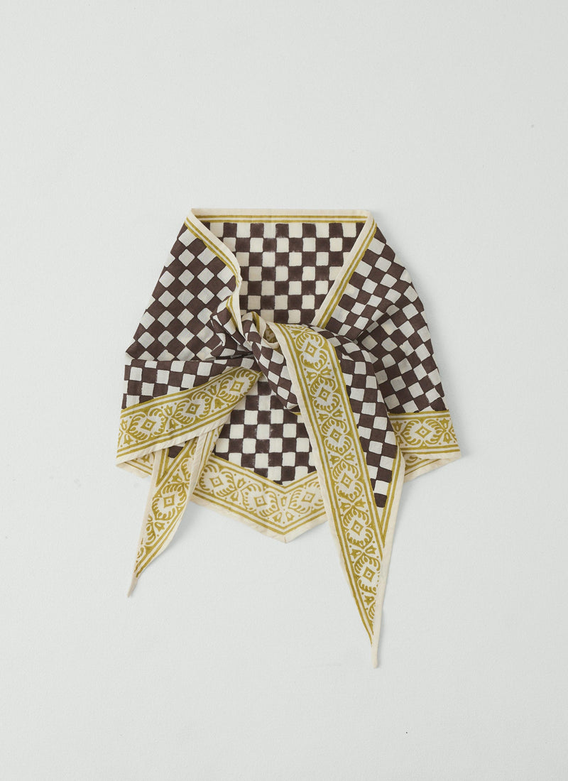 Block Print Cook Check Bandana | Dark Chocolate