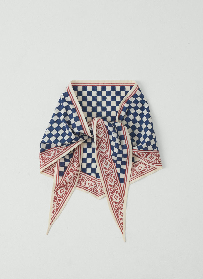 Block Print Cook Check Bandana | Provencal Blue