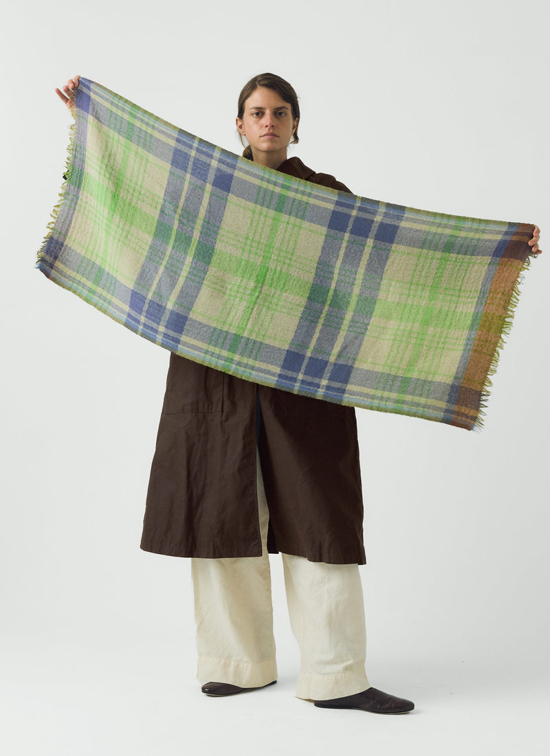 Large Check Boiled Wool Scarf | Soya/Multi