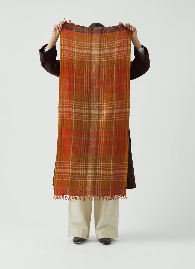Large Check Boiled Wool Scarf | Spice