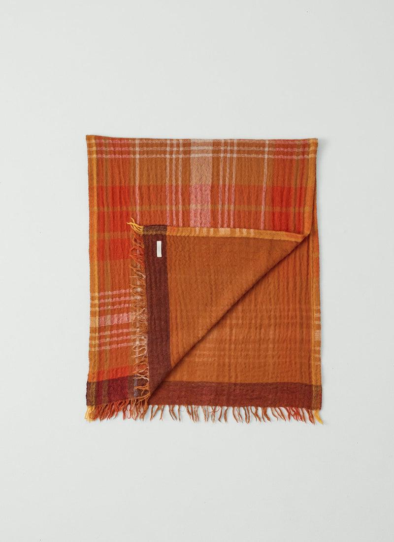 Large Check Boiled Wool Scarf | Spice