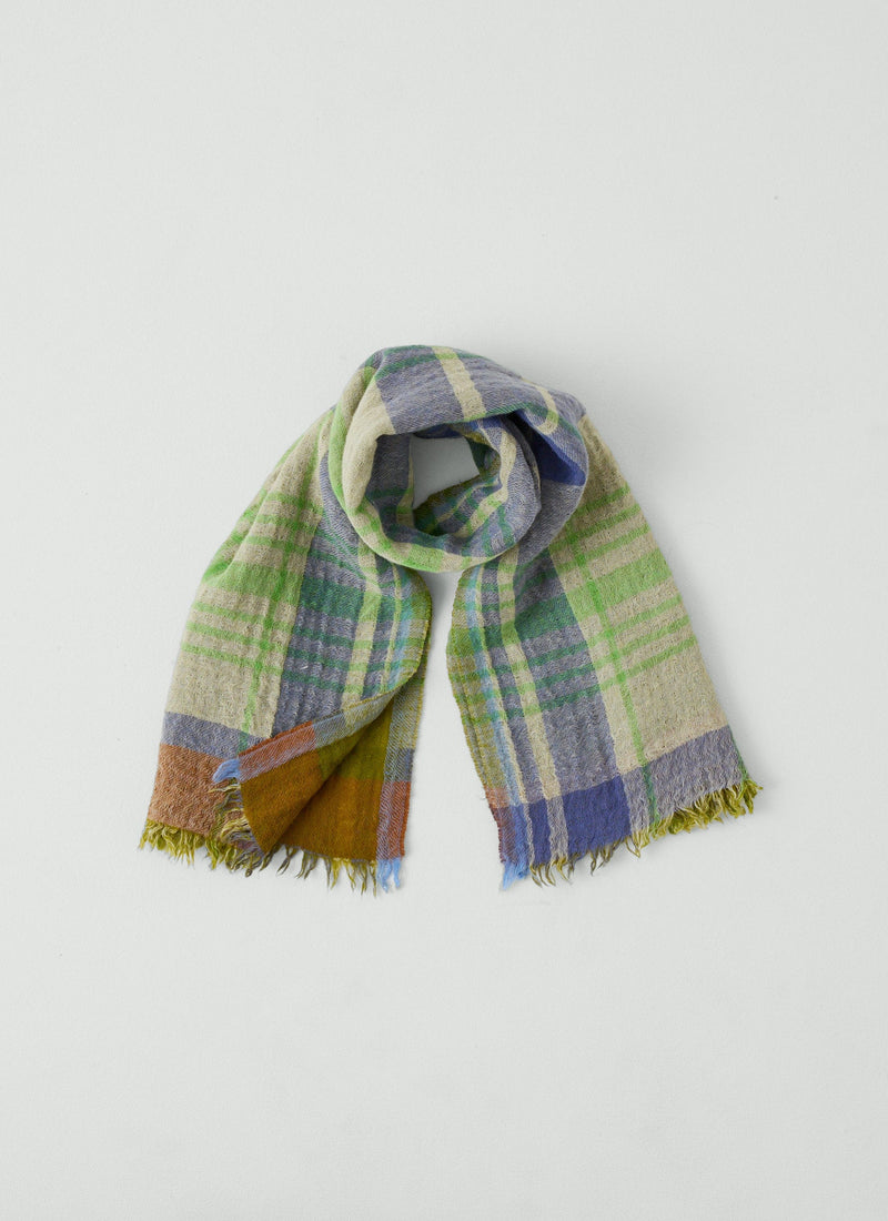 Large Check Boiled Wool Scarf | Soya/Multi