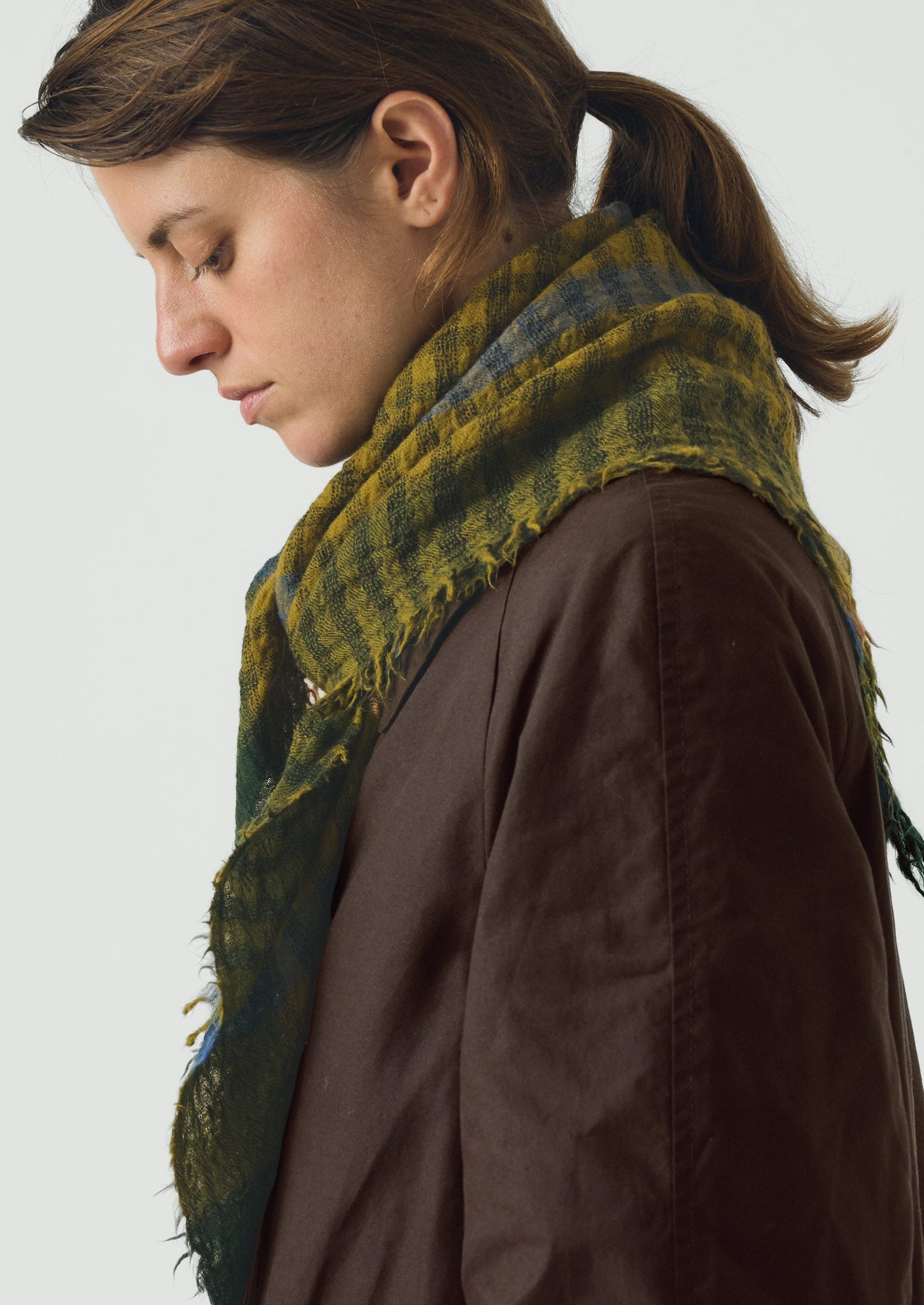 Pantry Check Boiled Wool Scarf | Olive