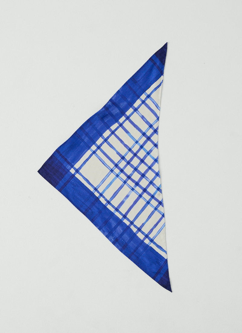 Painted Table Cloth Silk Bandana | Cobalt