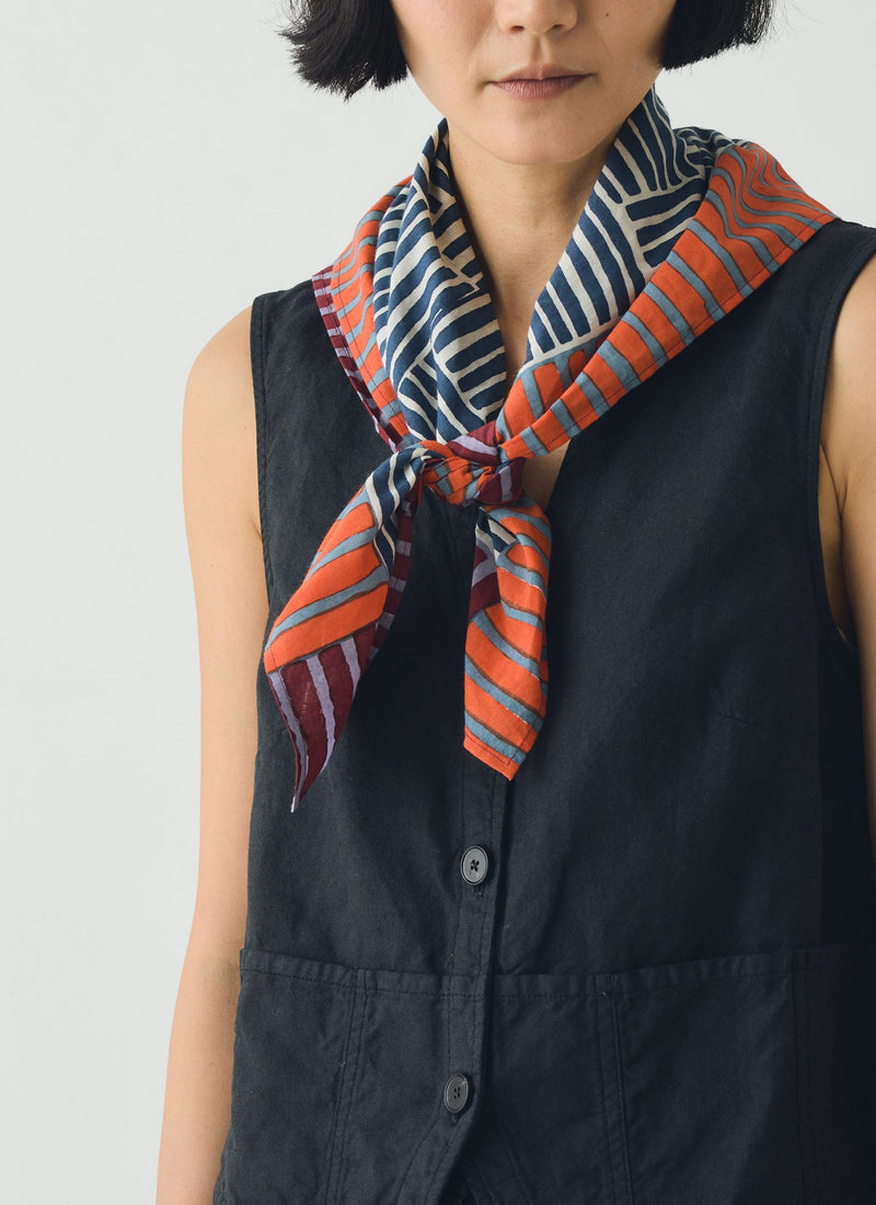 Patchwork Stripe Block Print Bandana | Verdigris/Multi