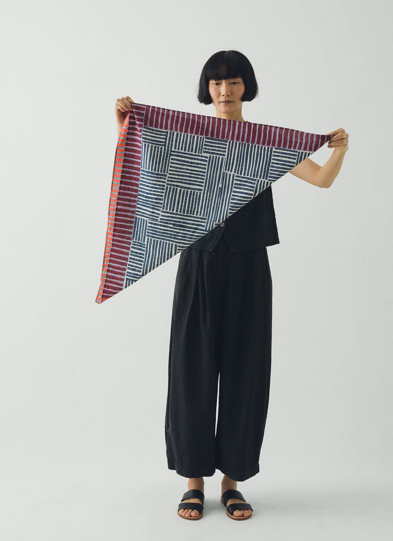 Patchwork Stripe Block Print Bandana | Verdigris/Multi