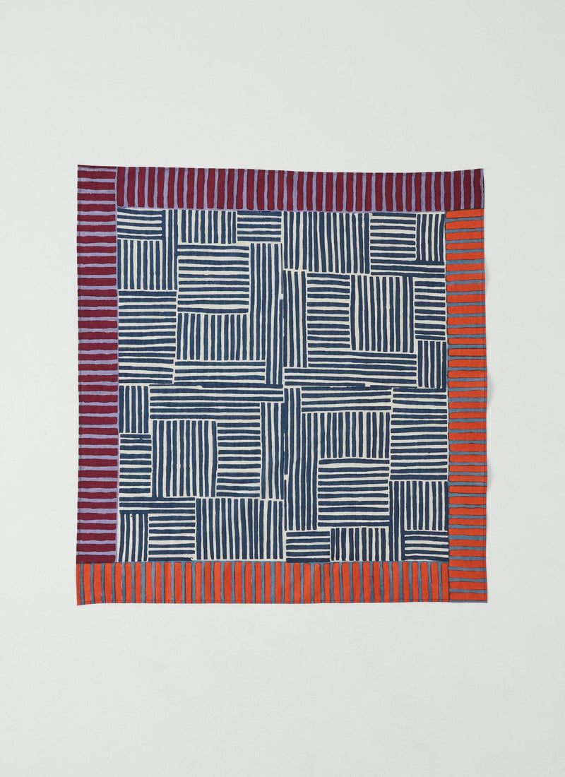 Patchwork Stripe Block Print Bandana | Verdigris/Multi