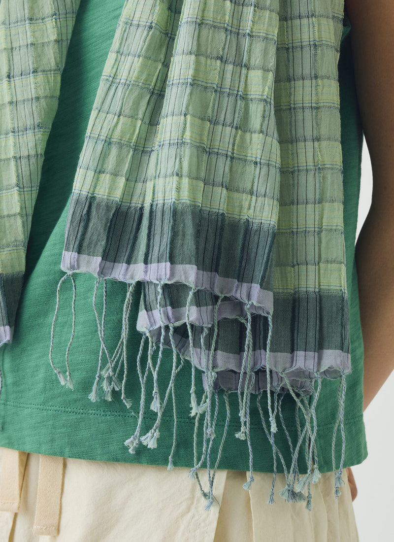 Graph Paper Check Gauzy Scarf | Spearmint