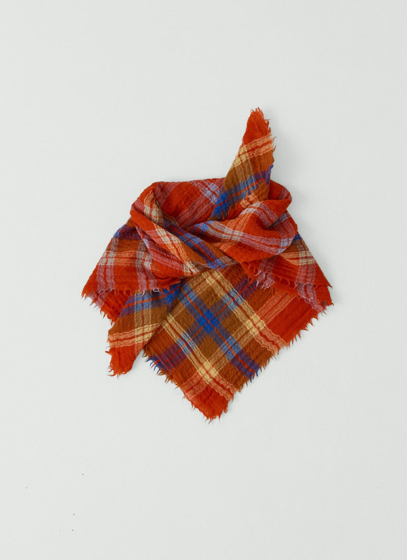 Heath Boiled Wool Check Scarf | Coral