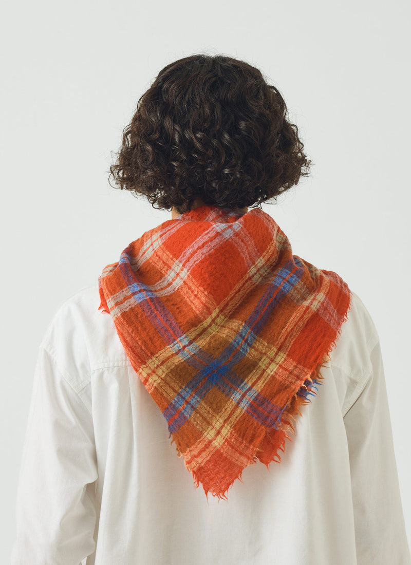 Heath Boiled Wool Check Scarf | Coral