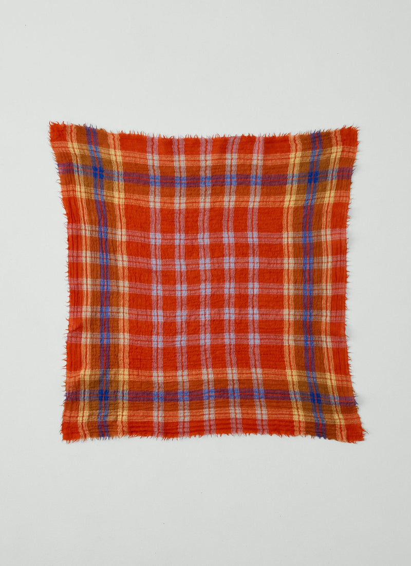 Heath Boiled Wool Check Scarf | Coral