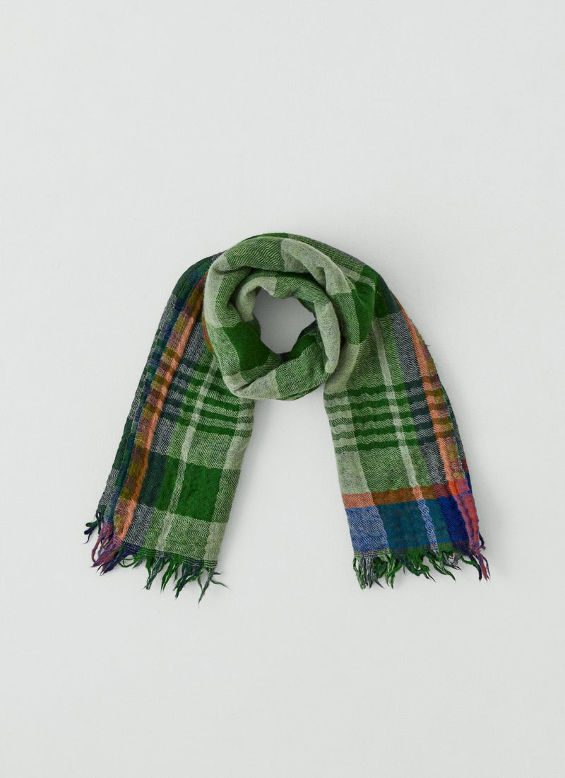 Fen Wool Knot Scarf | Grass Green/Multi