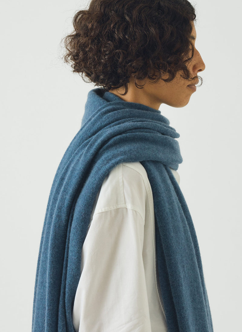 Cashmere Wool Wrap Scarf | Sapphire Blue