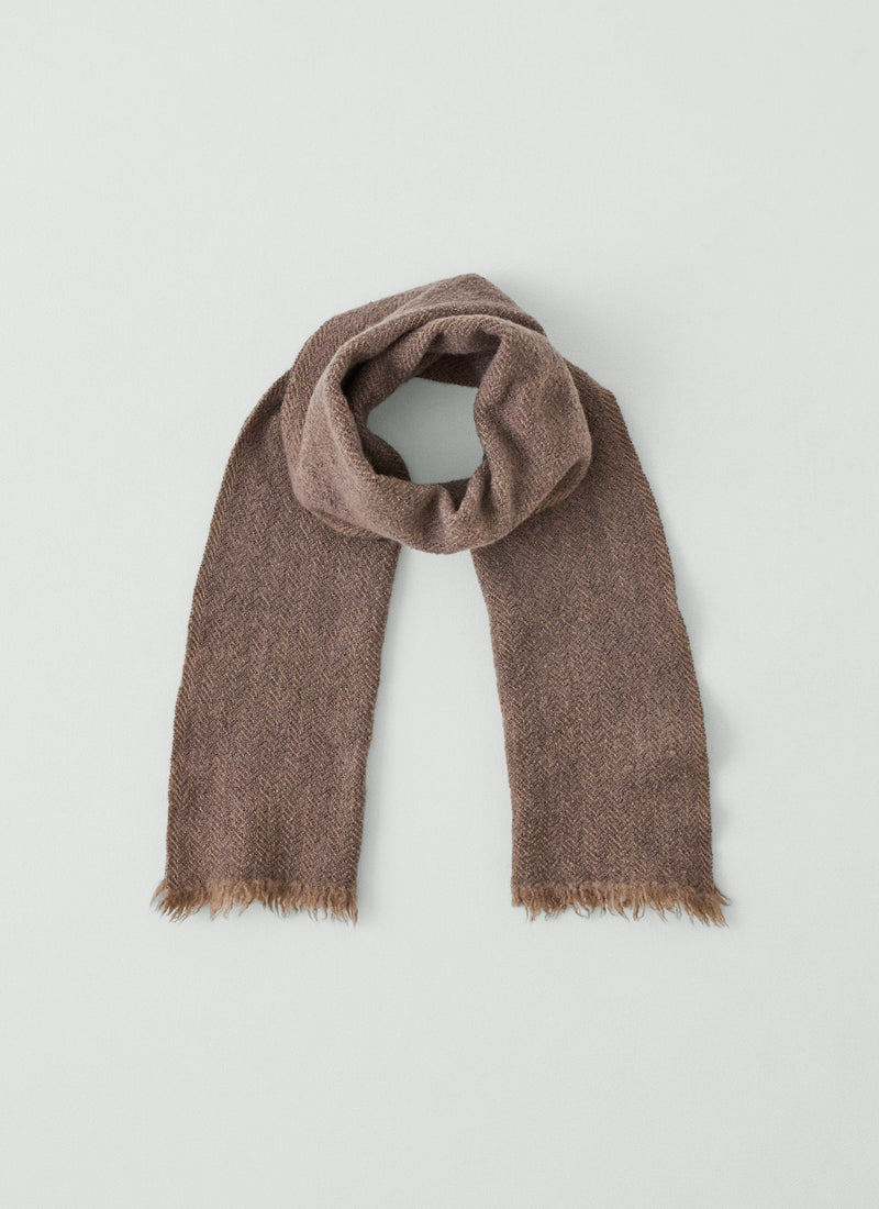 Chevron Wool Cashmere Scarf | Warm Grey