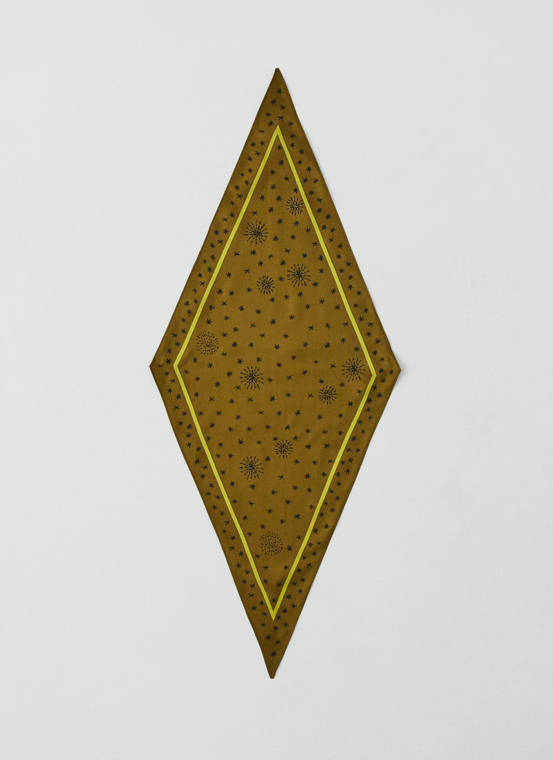 Fireworks Silk Scarf | Golden Olive