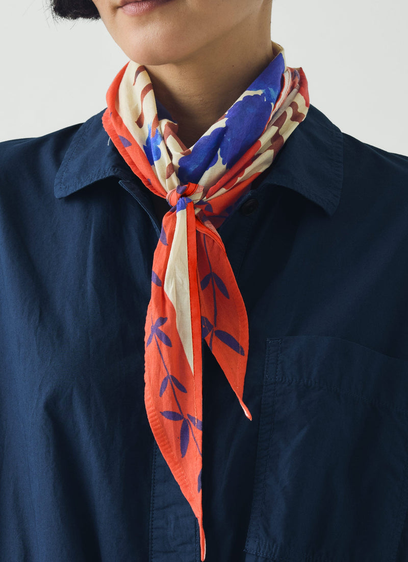 Flower Crown Print Triangle Bandana | Cobalt