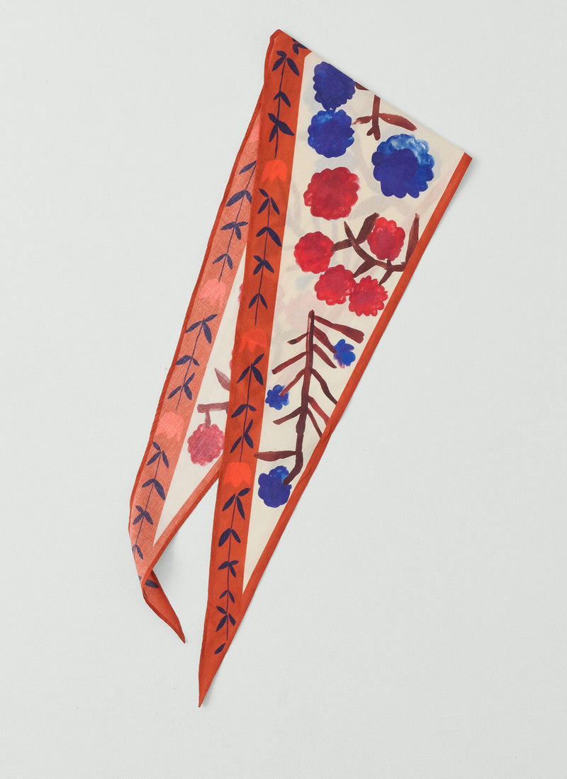Flower Crown Print Triangle Bandana | Cobalt