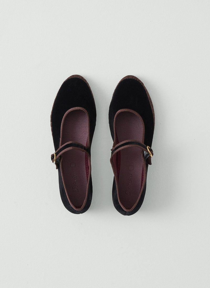 Flabelus Velvet Mary Jane Shoes | Black/Brown