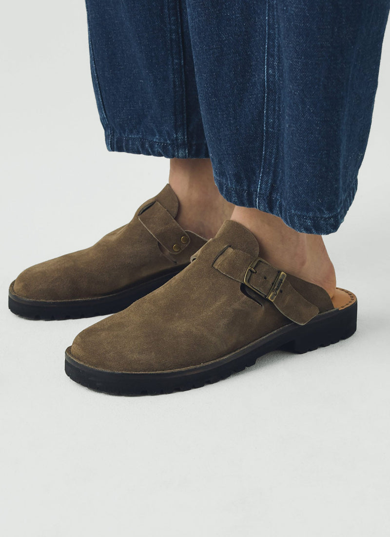 Fracap Suede Buckle Mules | Taupe