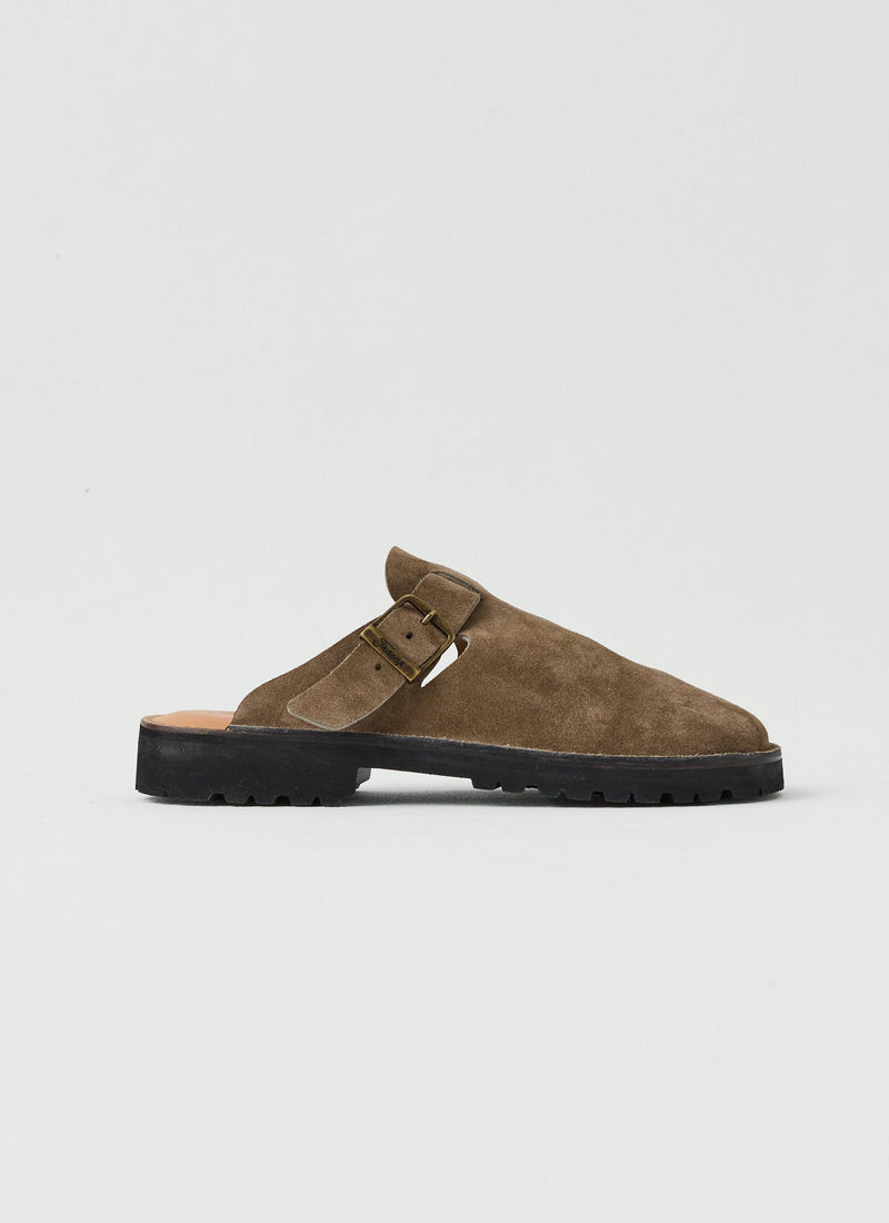 Fracap Suede Buckle Mules | Taupe