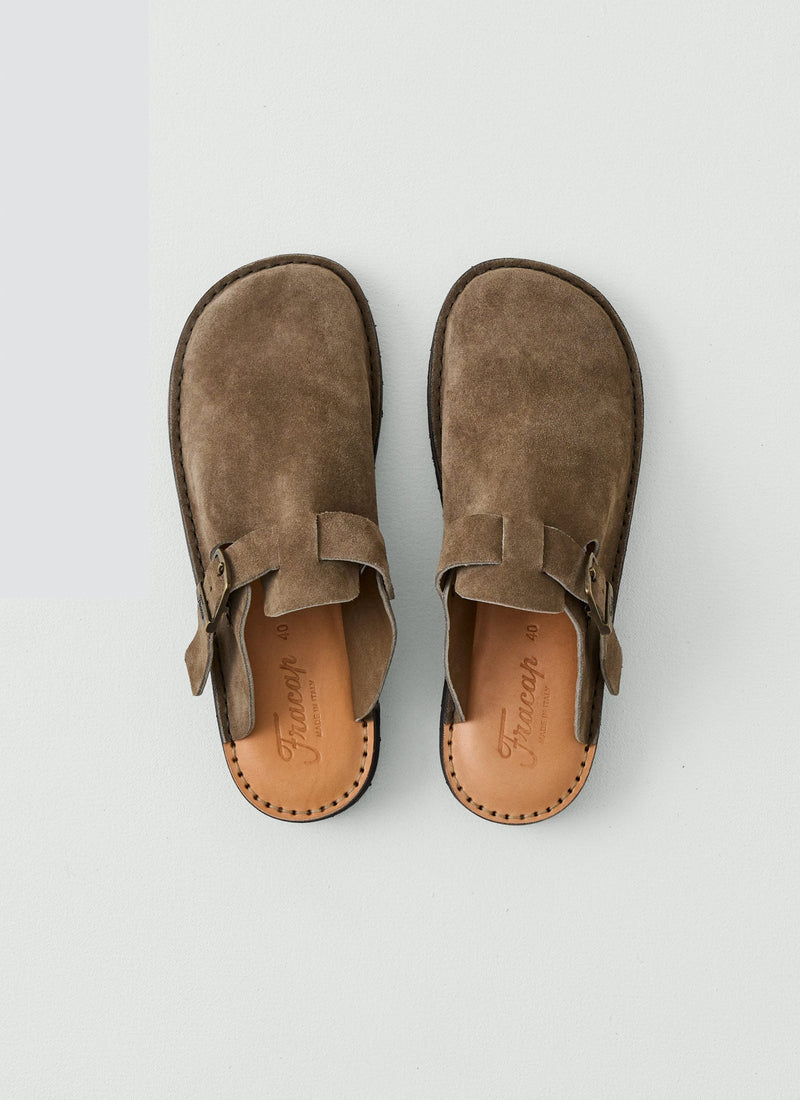 Fracap Suede Buckle Mules | Taupe