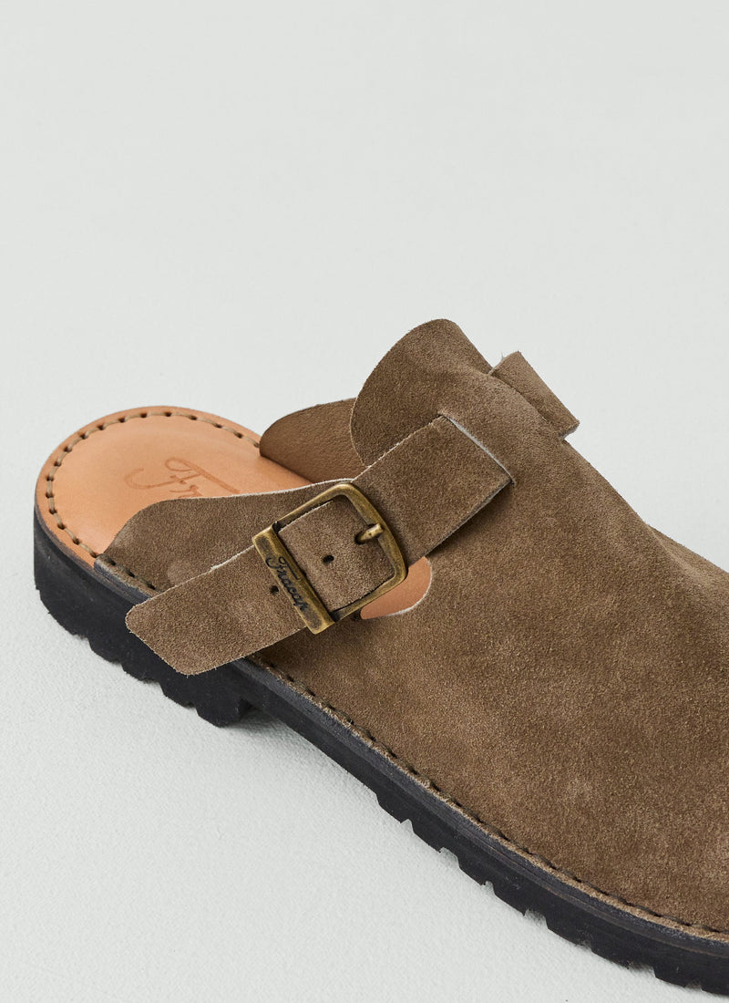 Fracap Suede Buckle Mules | Taupe