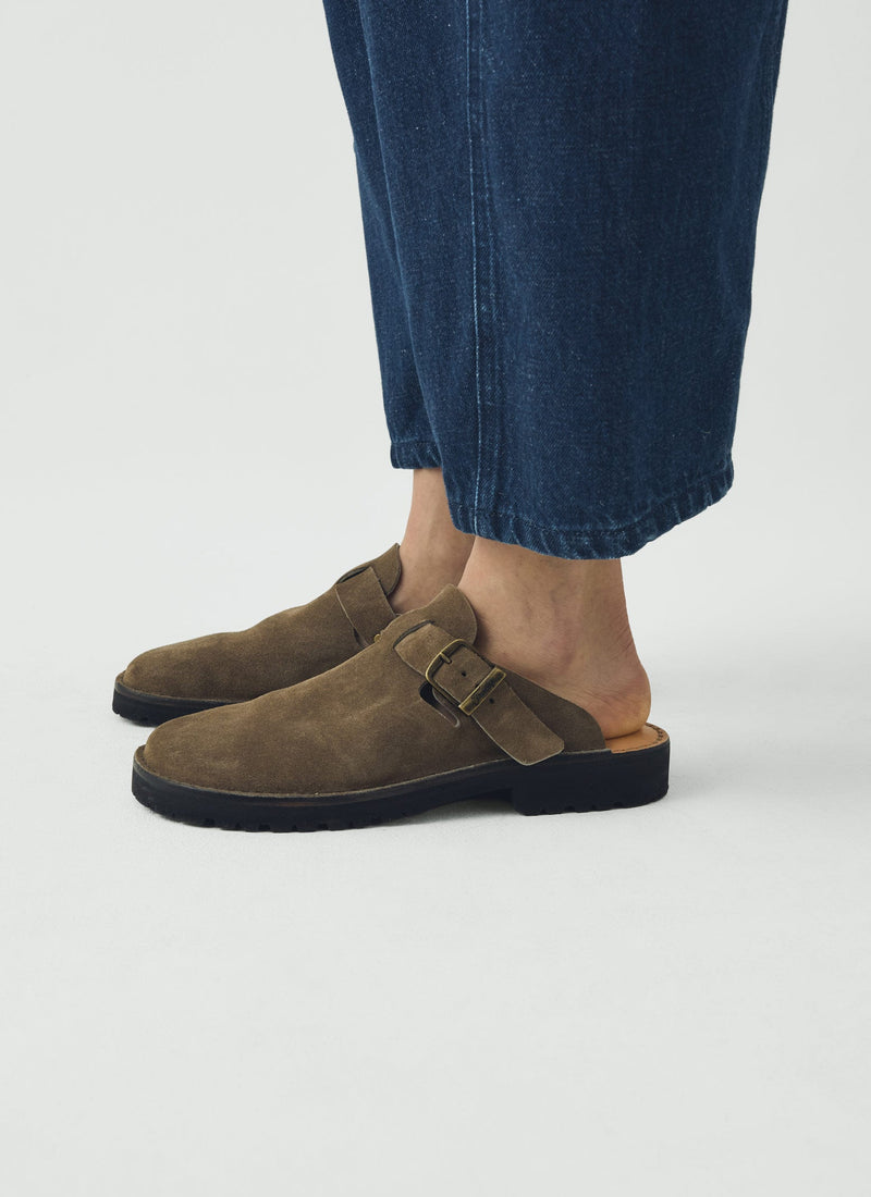 Fracap Suede Buckle Mules | Taupe